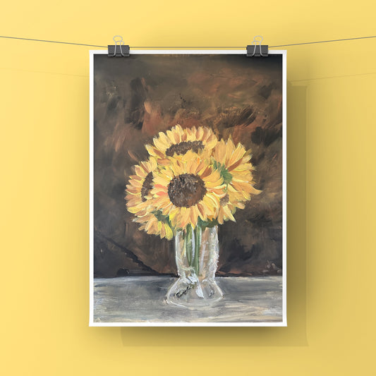 Sunflowers in Crystal Vase